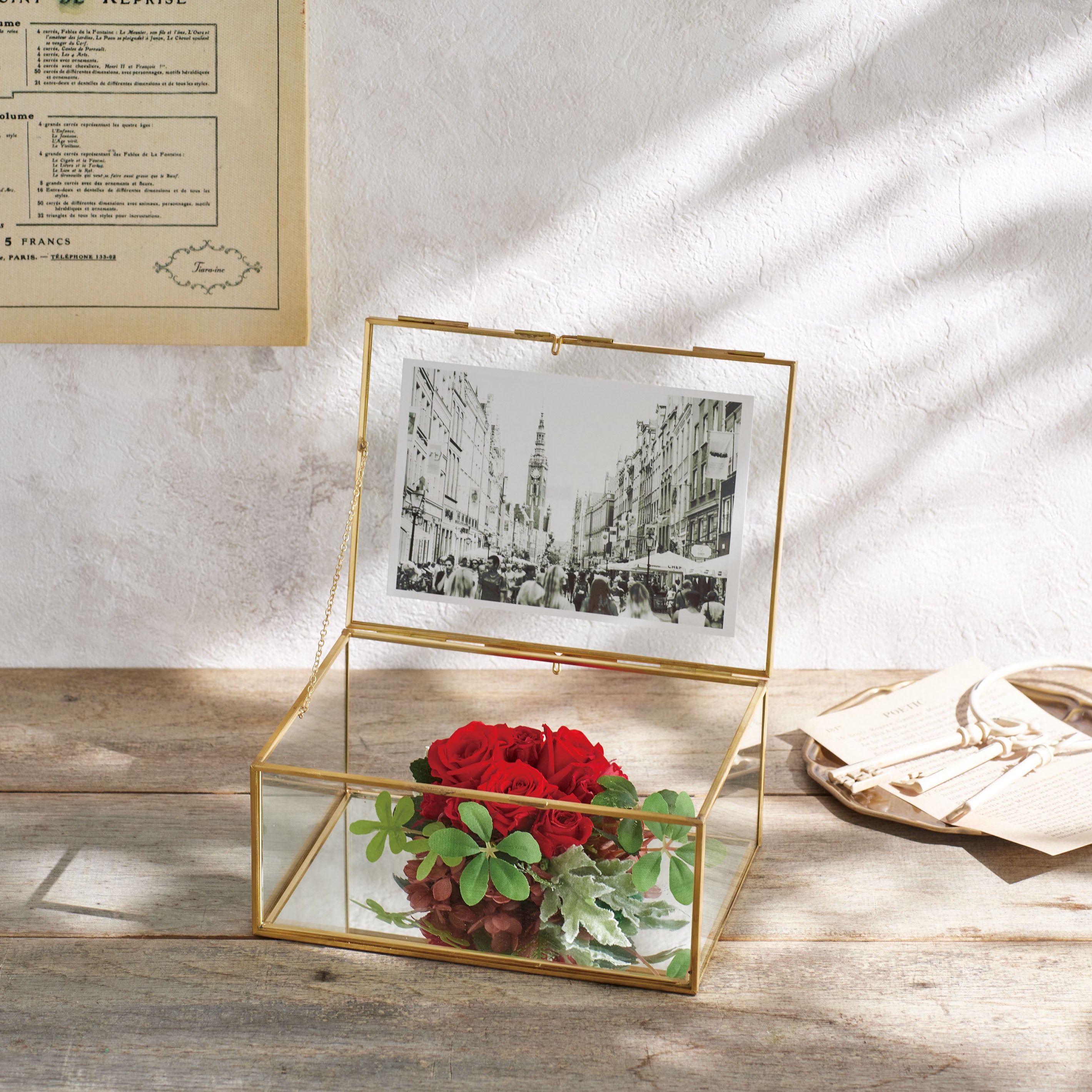 フォトフレーム付き!ヴィンテージ感のあるアレンジボックス【Jardin miniature Photo - ジャルダン ミニアチュール フォト】