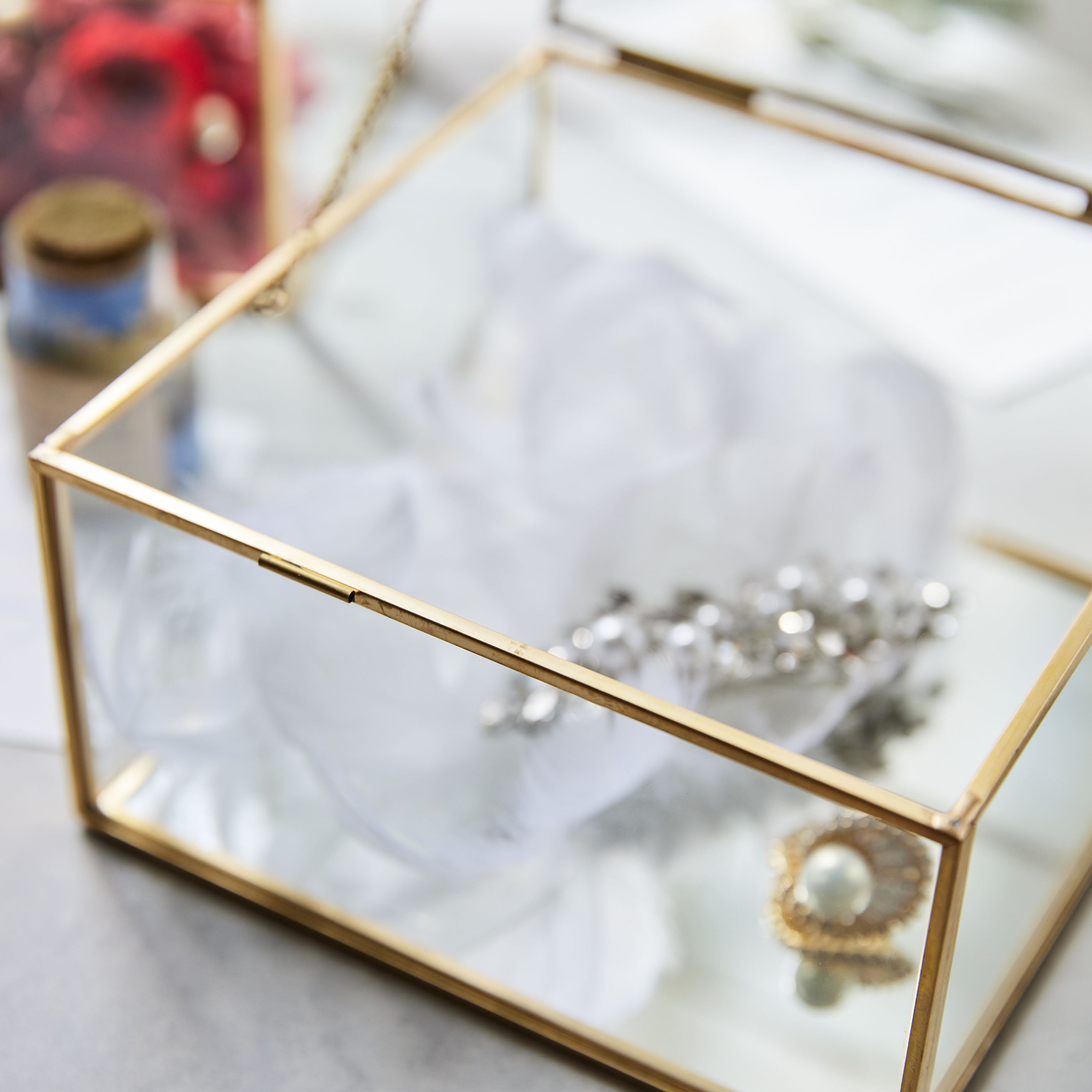 ジュエリーケースのような真鍮とガラスのアレンジボックス【Jardin miniature - ジャルダンミニアチュール】