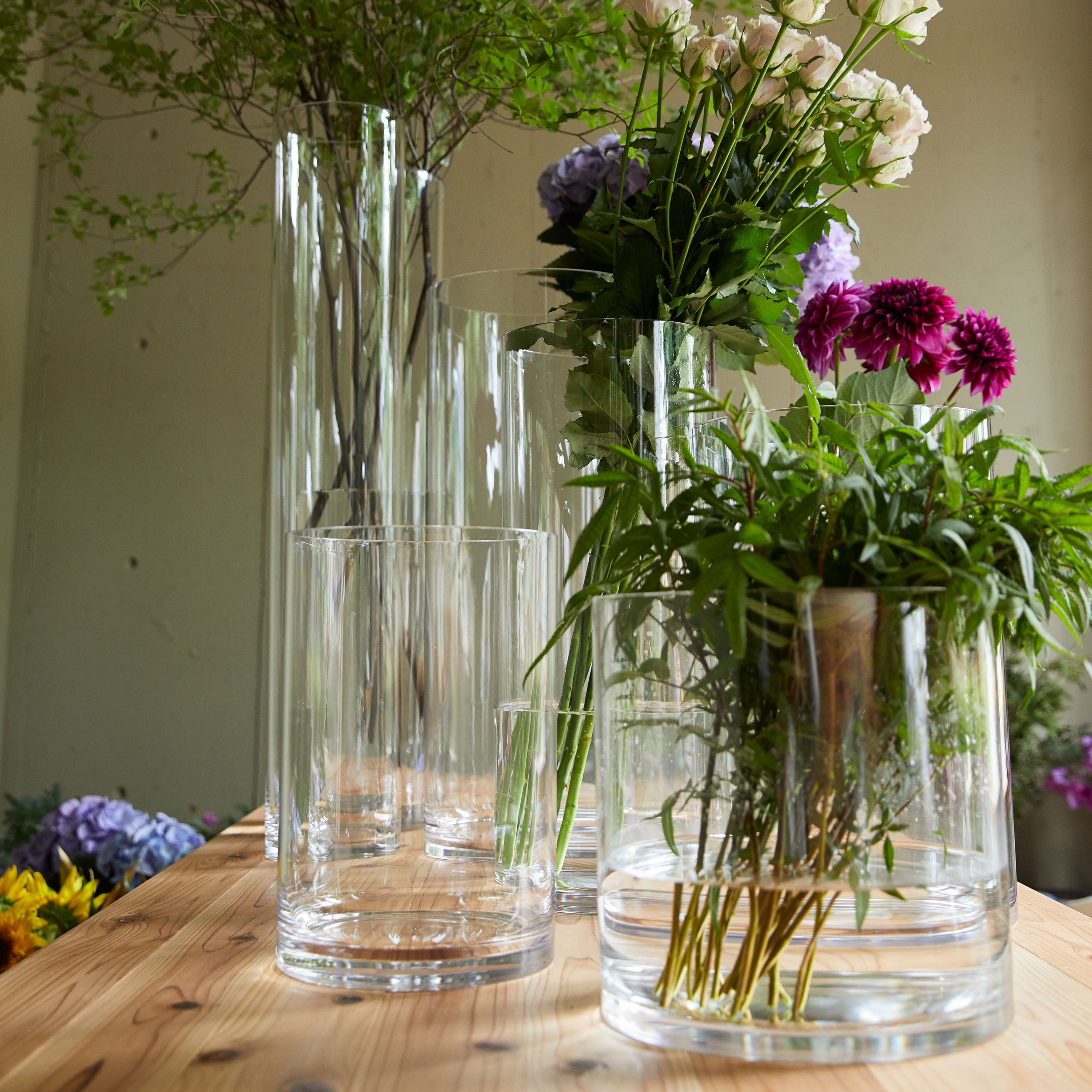 定番のシリンダーの花瓶【PC straight-R φ35 - ピーシー ストレート アール】割れにくいポリカーボネート製