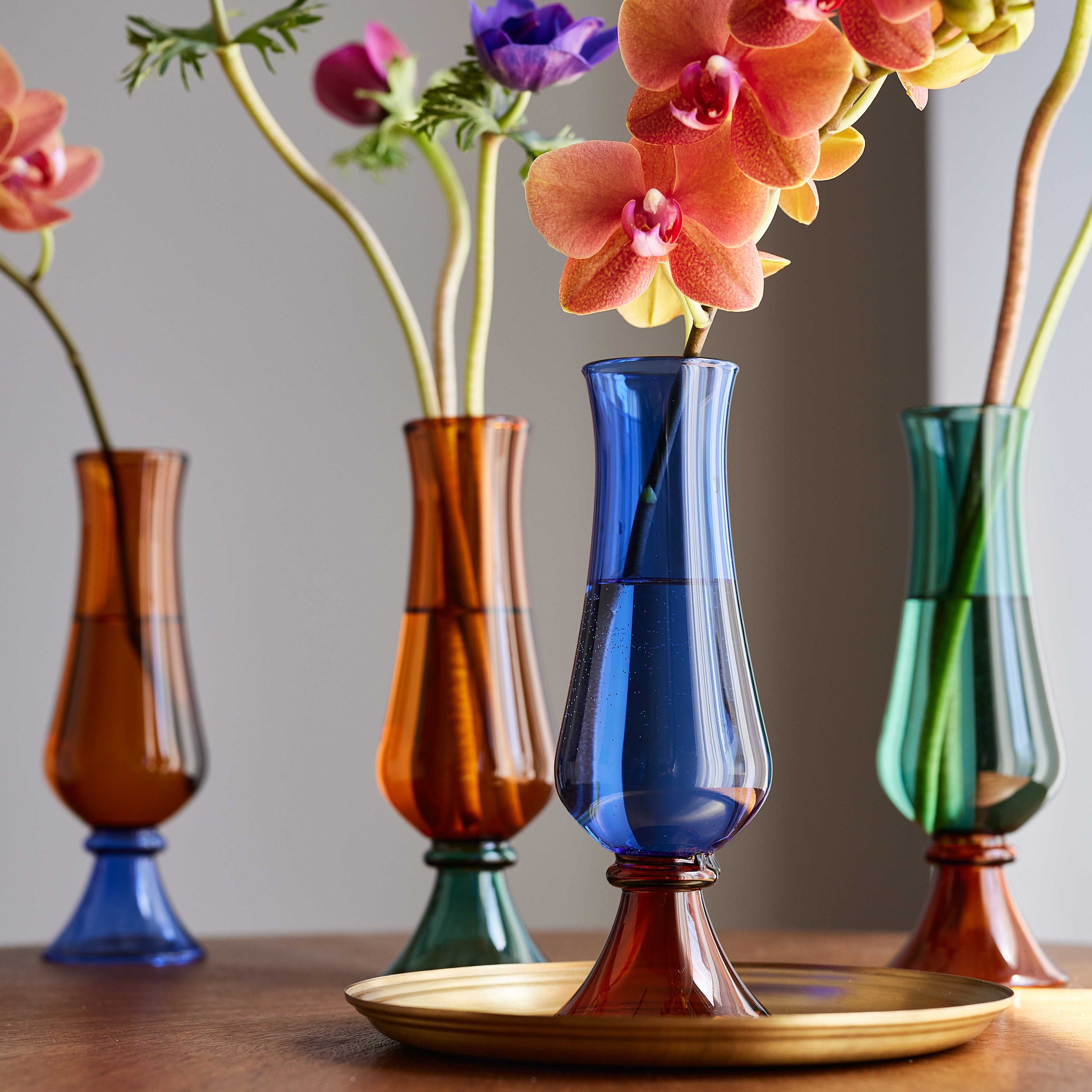 ツートーンカラーのクラシカルなガラスの花瓶【Soleil - ソレイユ】