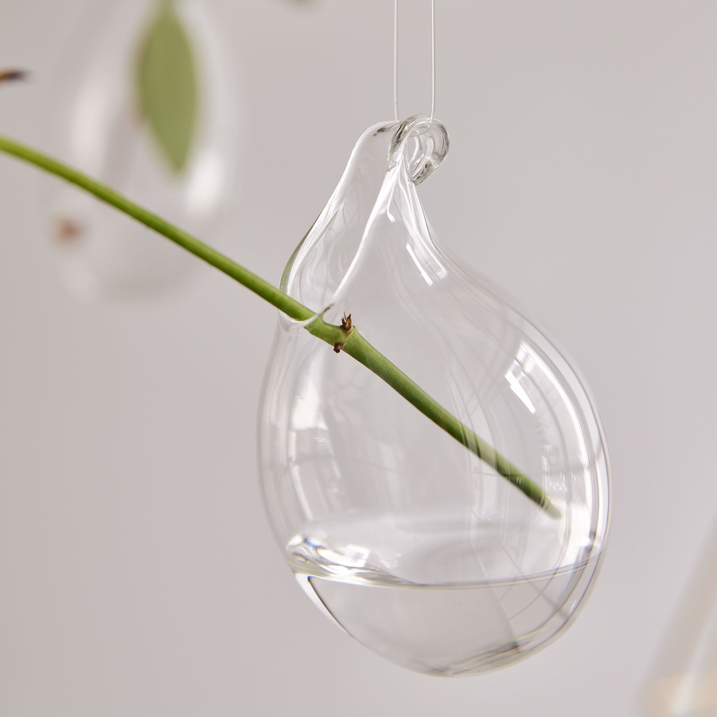 吊るしても置いてもOK!2wayで楽しめる丸いガラスの花瓶【airy drop - エアリードロップ】