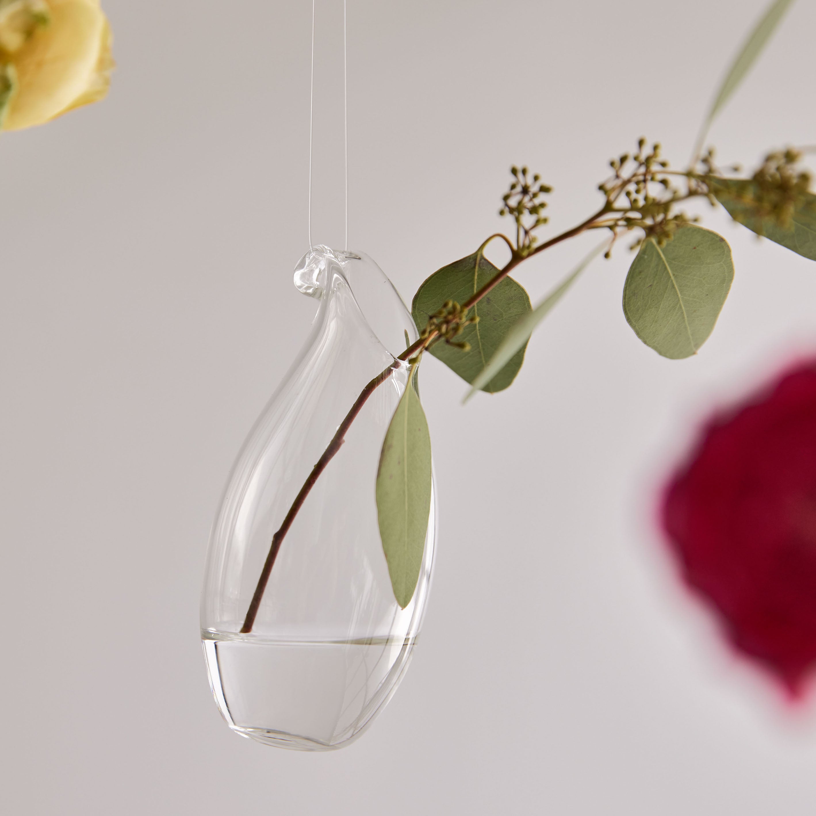 吊るしても置いてもOK!2wayで楽しめる丸いガラスの花瓶【airy drop - エアリードロップ】