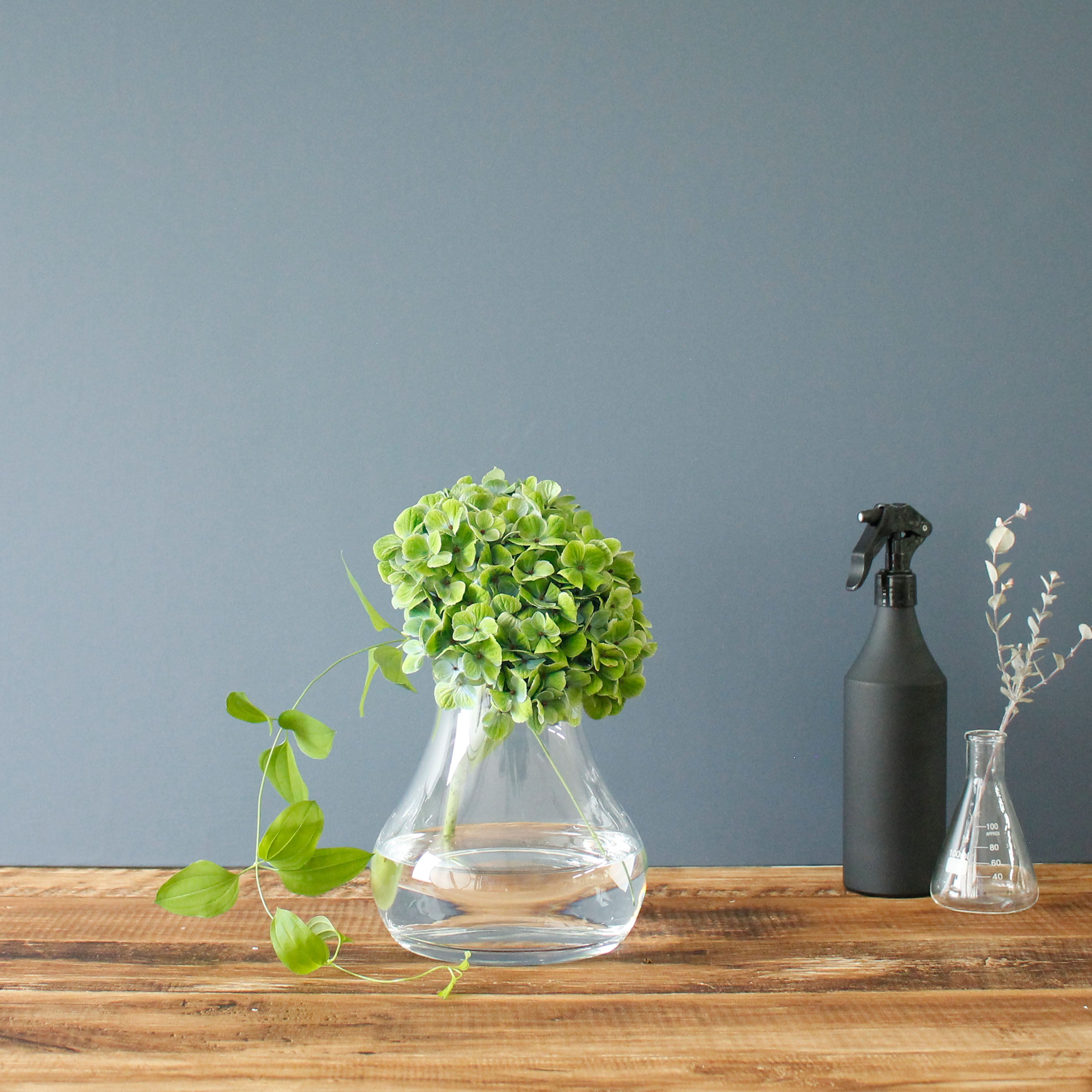 シンプルで機能的な、透明・茶色のグラデーションカラーが魅力のガラスの花瓶【mazzo - マッツォ】