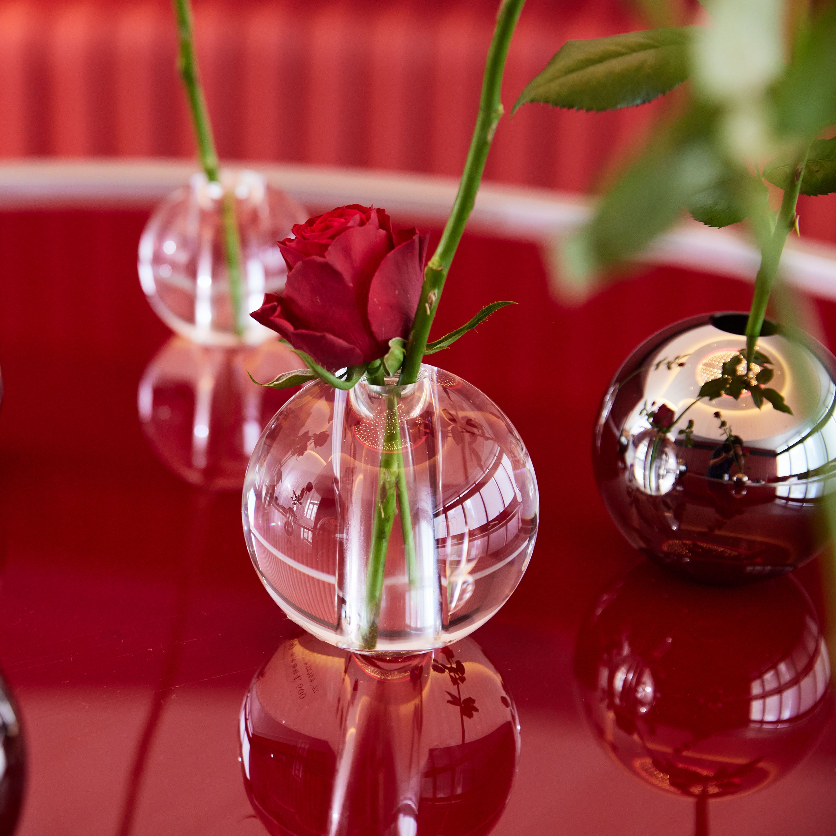 特別な日のプレゼントにもおすすめ!高級感のある丸いクリスタルガラスの一輪挿し【nuova - ノーヴァ】