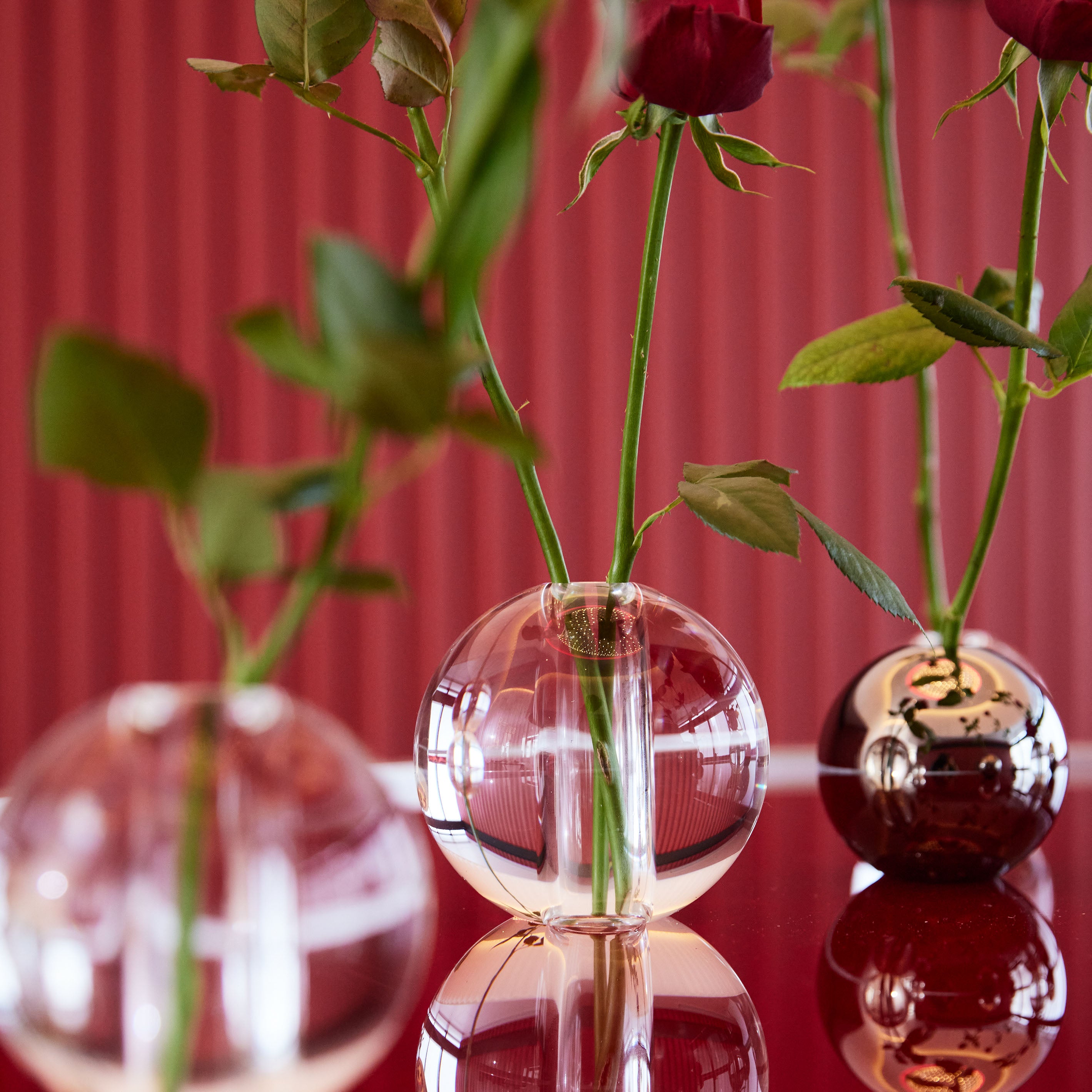 特別な日のプレゼントにもおすすめ!高級感のある丸いクリスタルガラスの一輪挿し【nuova - ノーヴァ】